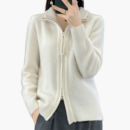 Women's Classic Zip-Up Knit Cardigan – Everyday Versatile Sweater for Office & Casual Wear