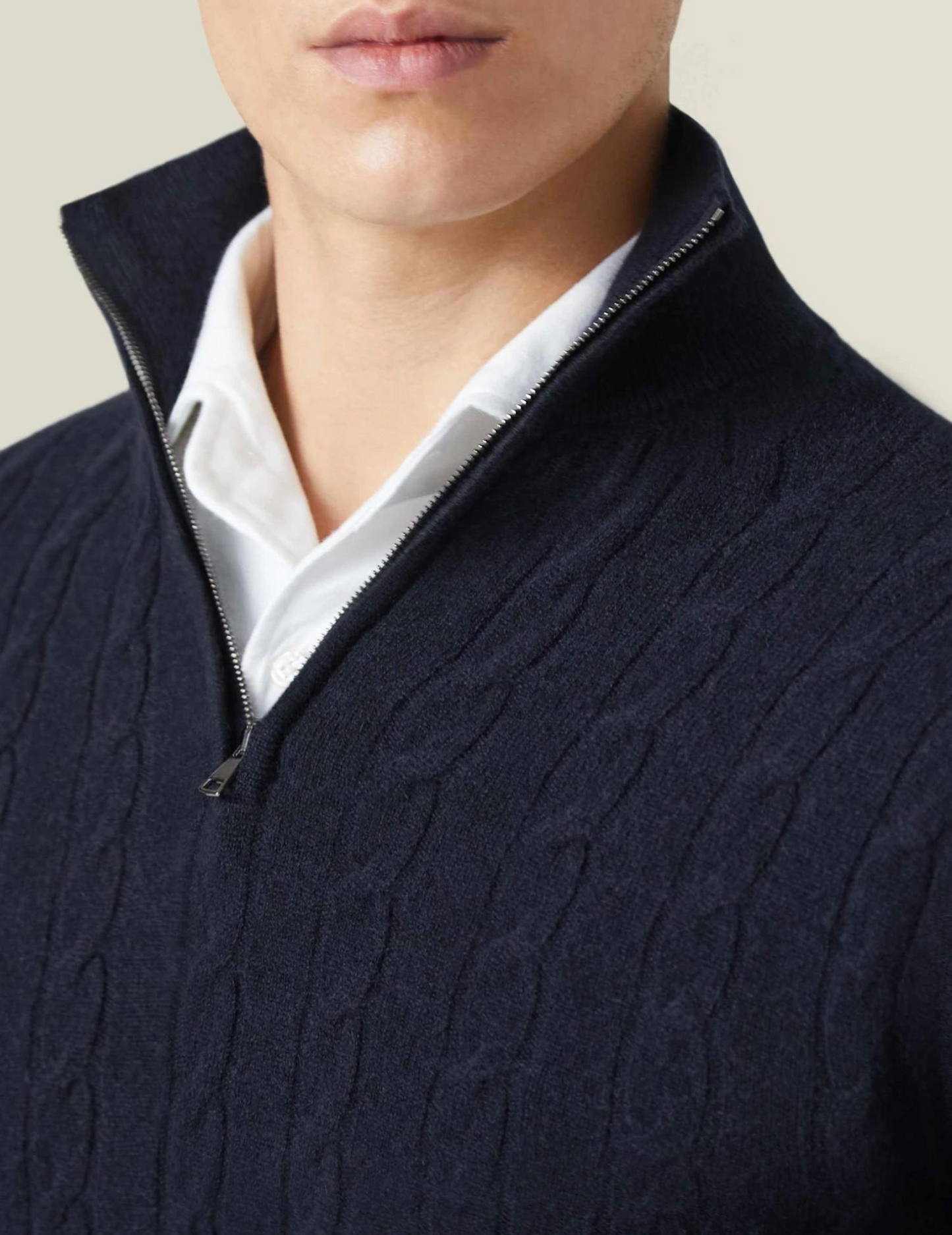 Men's Classic Cable Knit Quarter-Zip Sweater – Timeless Business & Casual Style