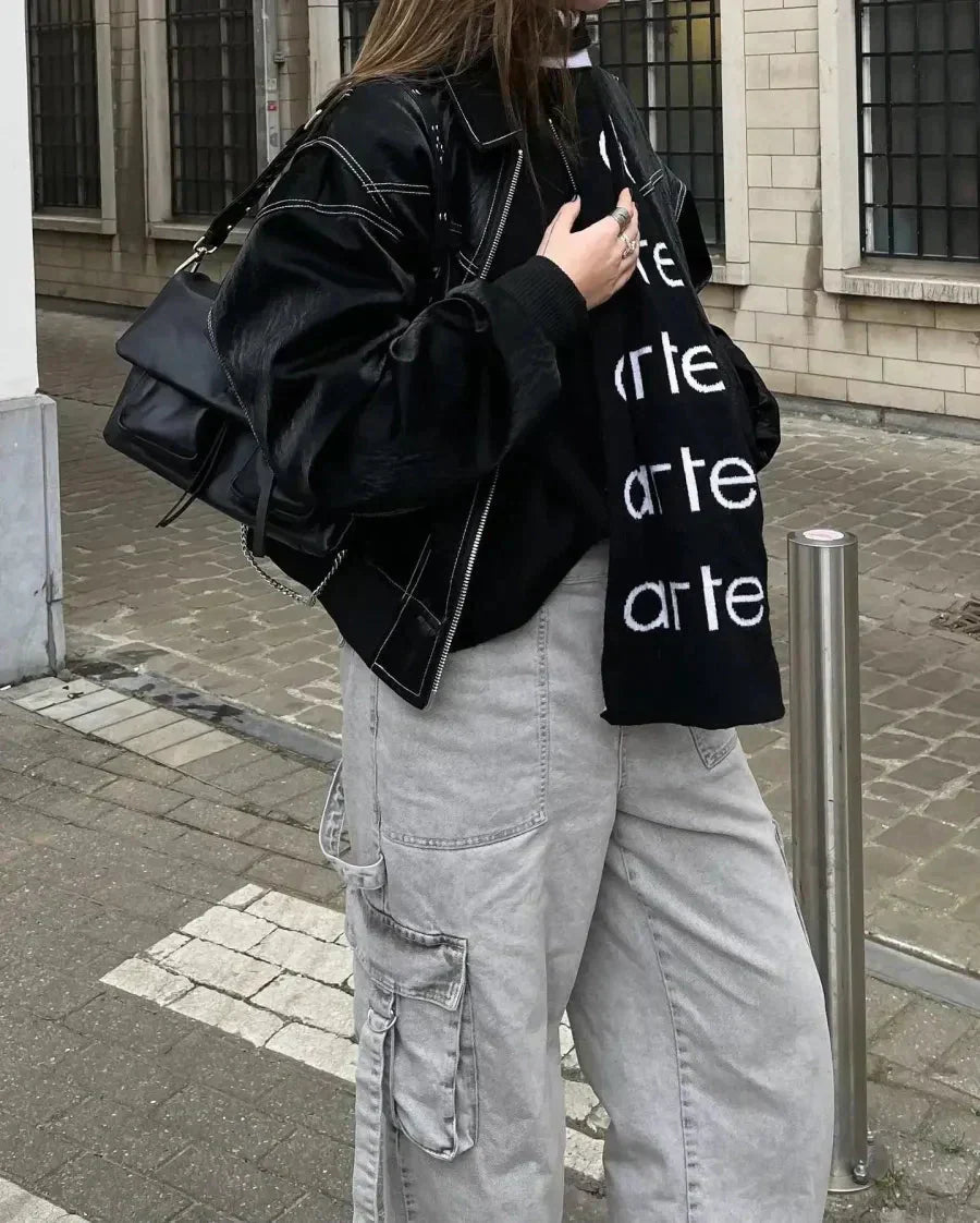 Women's Oversized Bomber Jacket Streetwear Style for Casual and Urban Outfits