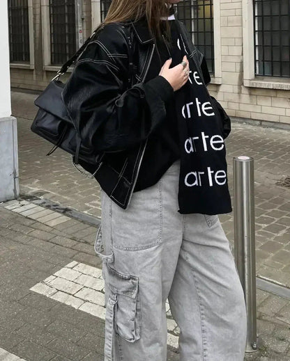 Women's Oversized Bomber Jacket Streetwear Style for Casual and Urban Outfits