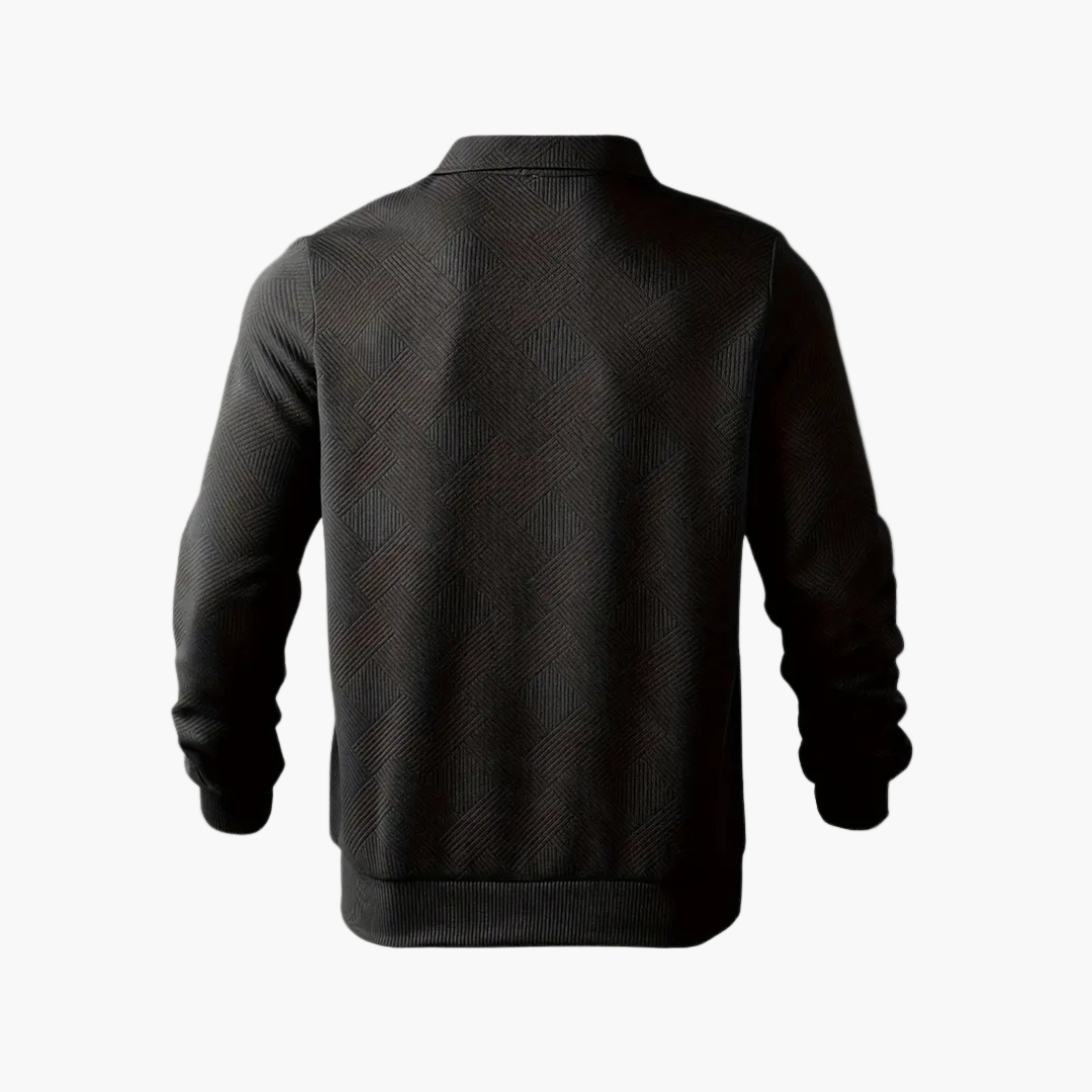 Men's Vintage Geometric Quarter-Zip Pullover Sweater, Casual Retro Style for Everyday and Office