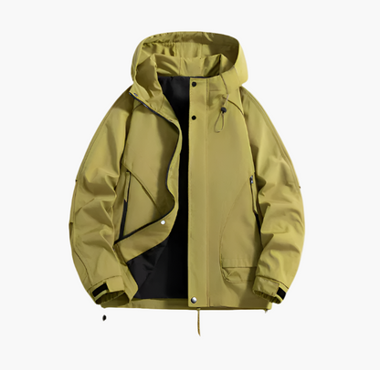Men's Outdoor Waterproof Windbreaker Jacket – Functional Hooded Sportswear for Hiking and Travel
