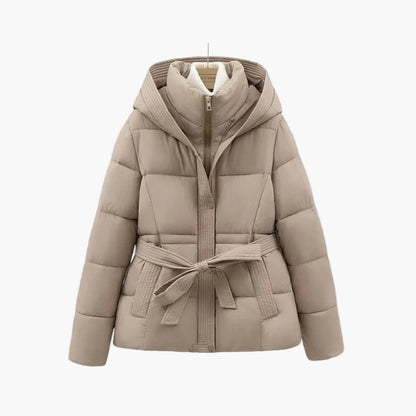 Women's Winter Puffer Jacket with Belt – Stylish Hooded Quilted Coat for Cold Weather
