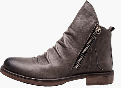 Men's Classic Ankle Boots with Side Zipper - Versatile Everyday Style