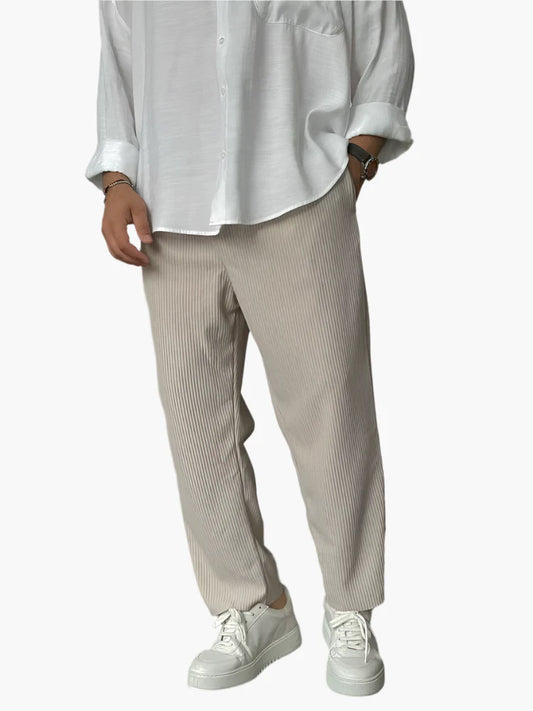 Men's Modern Pleated Relaxed Fit Trousers – Versatile Everyday Comfort Pants