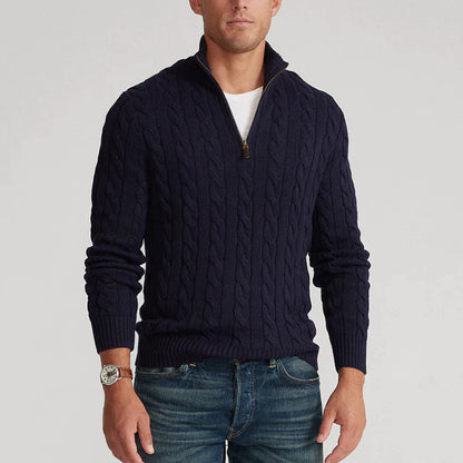Men's Classic Cable Knit Quarter-Zip Sweater – Timeless Style for Everyday Wear