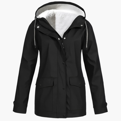 Women's CozyShield Hooded Fleece Lined Winter Rain Jacket - Outdoor Waterproof Parka