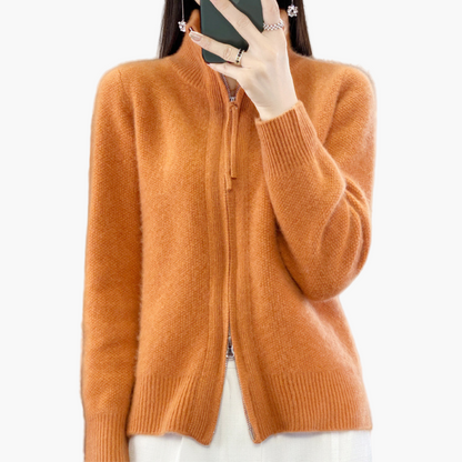 Women's Classic Zip-Up Knit Cardigan – Everyday Versatile Sweater for Office & Casual Wear