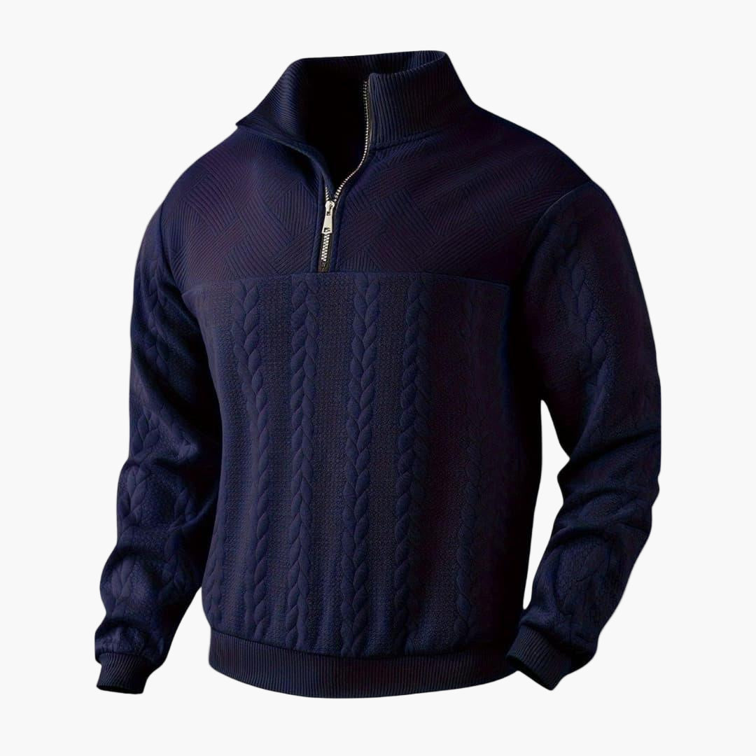 Men's Half-Zip Cable Knit Pullover Sweater for Versatile Everyday Style