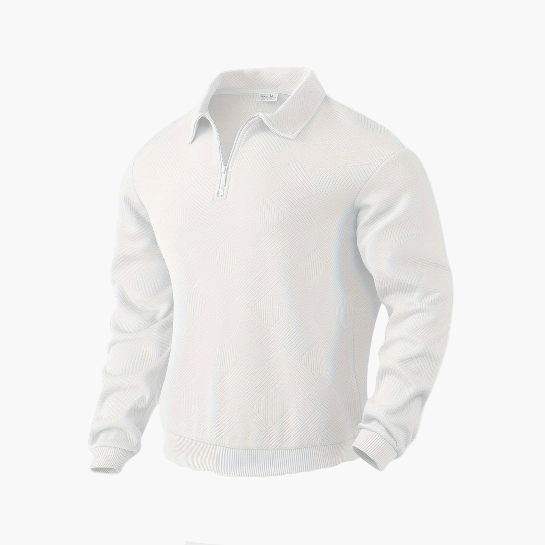 Men's Vintage Geometric Quarter-Zip Pullover Sweater, Casual Retro Style for Everyday and Office