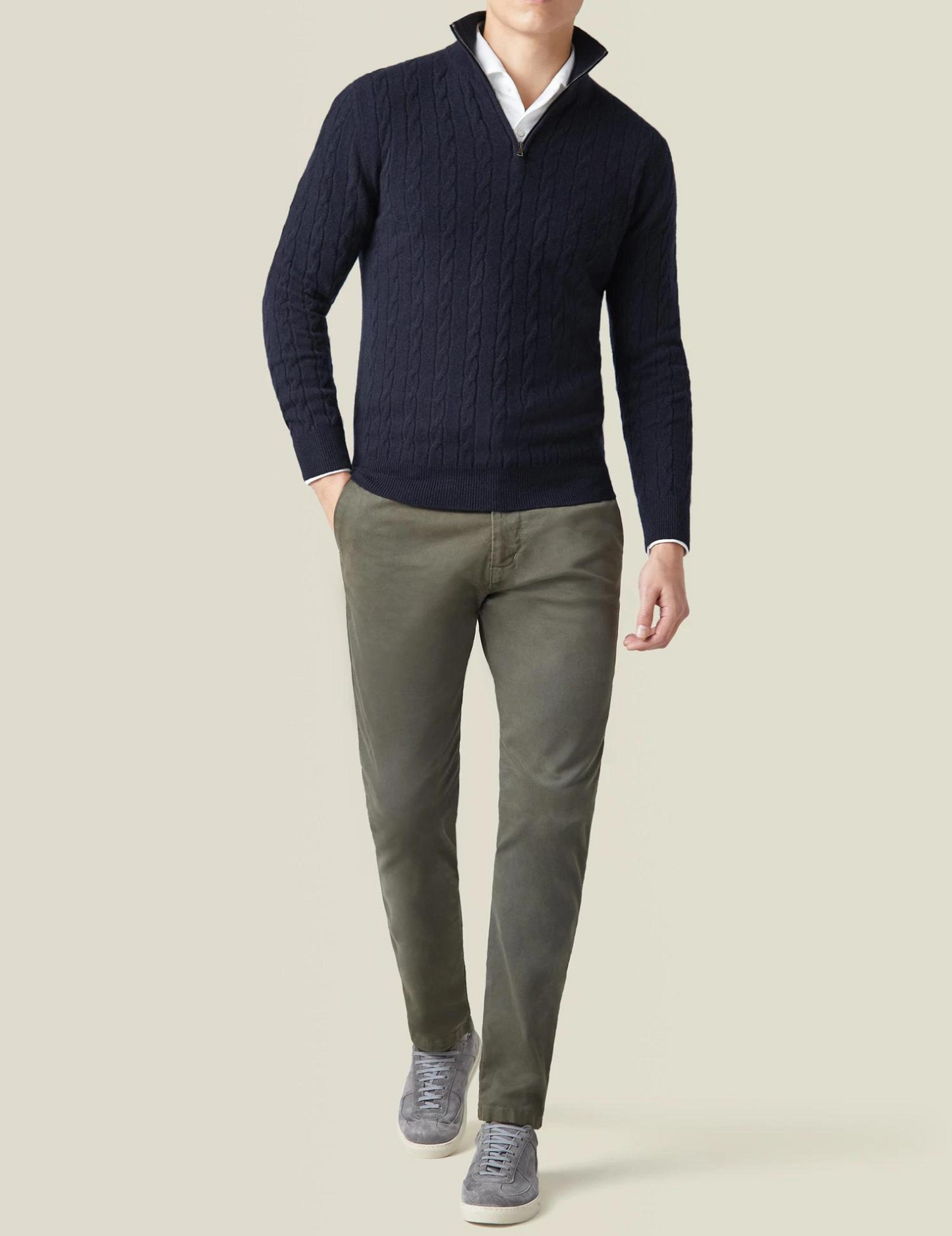 Men's Classic Cable Knit Quarter-Zip Sweater – Timeless Business & Casual Style