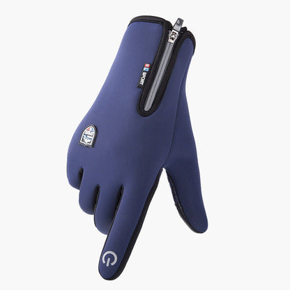 Men's Outdoor Winter Thermal Gloves with Touchscreen and Zipper – Sporty Cold Weather Accessory