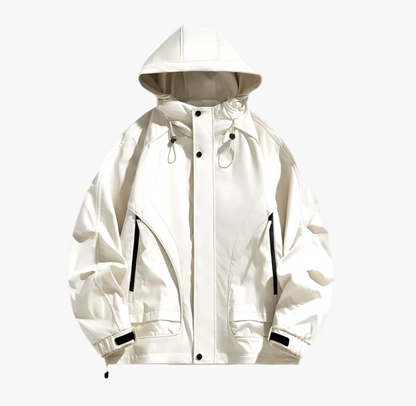 Men's Outdoor Waterproof Windbreaker Jacket – Functional Hooded Sportswear for Hiking and Travel