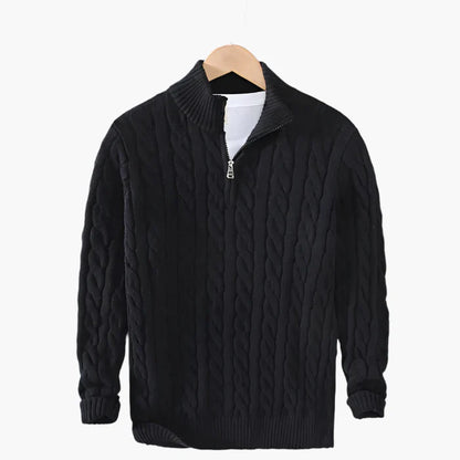 Men's Classic Cable Knit Quarter-Zip Sweater – Timeless Style for Everyday Wear