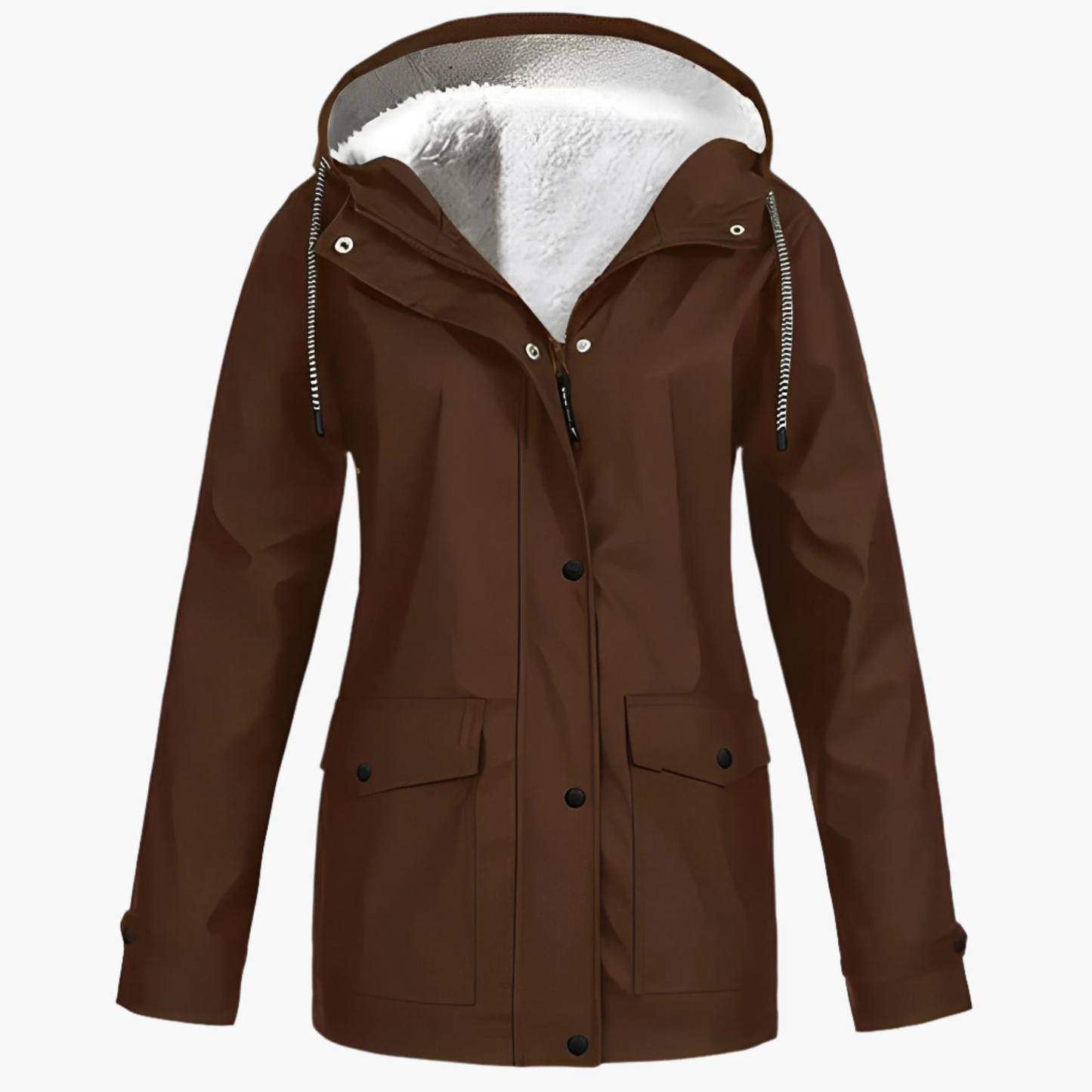 Women's CozyShield Hooded Fleece Lined Winter Rain Jacket - Outdoor Waterproof Parka