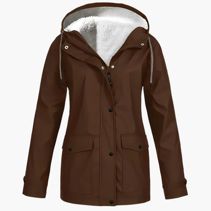 Women's CozyShield Hooded Fleece Lined Winter Rain Jacket - Outdoor Waterproof Parka