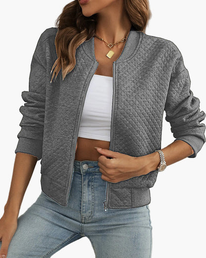 Women's Quilted Bomber Jacket Urban Casual Style