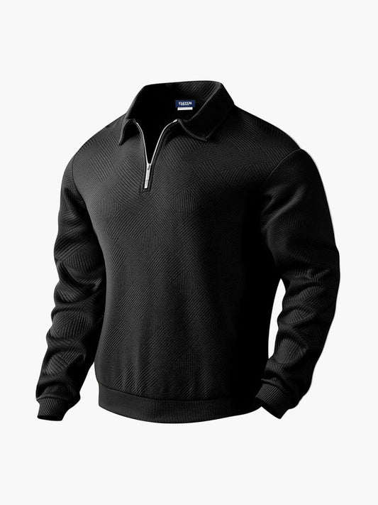 Men's Half-Zip Pullover Sweater with Patterned Texture, Smart-Casual Style