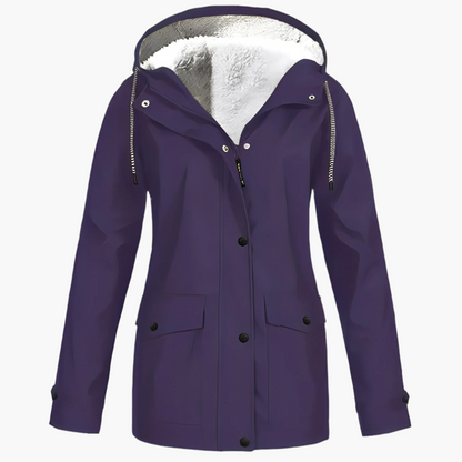 Women's CozyShield Hooded Fleece Lined Winter Rain Jacket - Outdoor Waterproof Parka