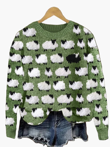 Women's Festive 3D Christmas Tree Knit Sweater Holiday Pullover