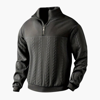 Men's Half-Zip Cable Knit Pullover Sweater for Versatile Everyday Style