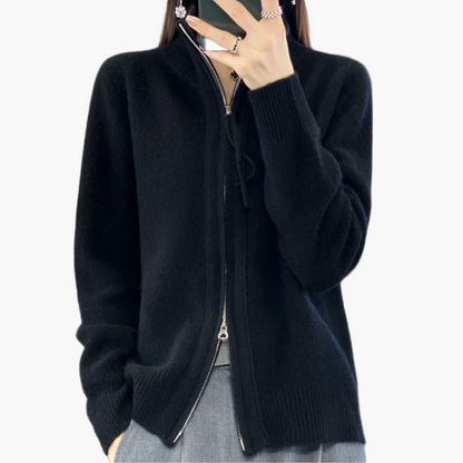 Women's Classic Zip-Up Knit Cardigan – Everyday Versatile Sweater for Office & Casual Wear