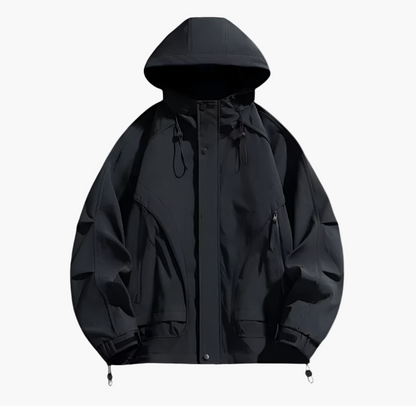 Men's Outdoor Waterproof Windbreaker Jacket – Functional Hooded Sportswear for Hiking and Travel