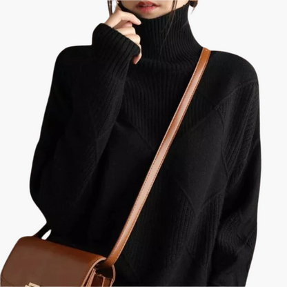 Women's Diamond Pattern Knit Sweater Casual Pullover for Everyday Style