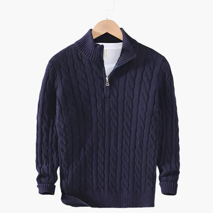 Men's Classic Cable Knit Quarter-Zip Sweater – Timeless Style for Everyday Wear