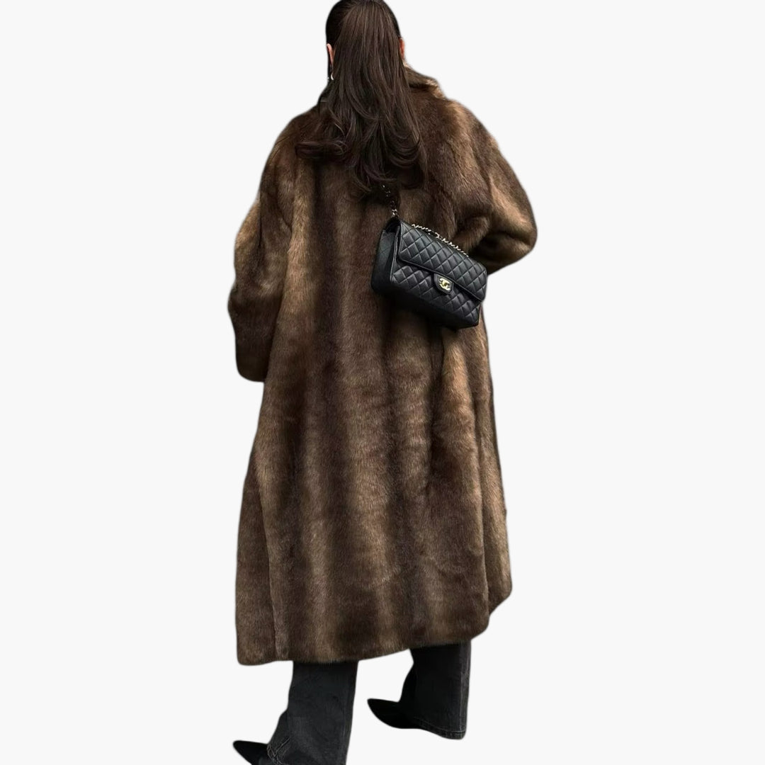 Women's Winter Trench Coat Faux Fur Elegant Oversized Outerwear