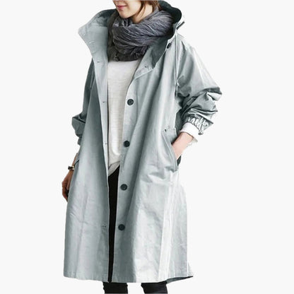 Women's Long Hooded Raincoat Versatile Outdoor Fashion Trench