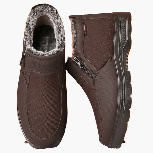 Men's Orthopedic Winter Ankle Boots with Side Zipper - Supportive Walking Shoes for Cold Weather