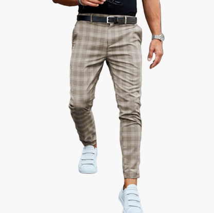 Men's Slim Fit Plaid Chino Pants – Modern Business Casual Style