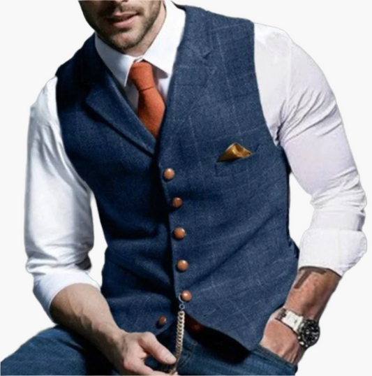 Men's Vintage Business Casual Waistcoat – Classic Slim Fit Vest for Office, Weddings & Leisure
