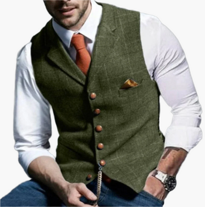 Men's Vintage Business Casual Waistcoat – Classic Slim Fit Vest for Office, Weddings & Leisure