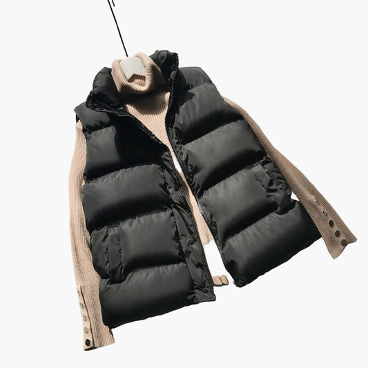 Women's Puffer Vest Casual Outdoor Quilted Gilet with High Collar