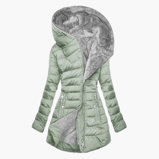 Women's Quilted Hooded Winter Coat Plush Lined Fashion Parka