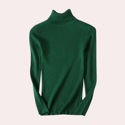 Women's Ribbed Slim Fit Turtleneck Sweater - Elegant Long Sleeve Pullover for Everyday Style
