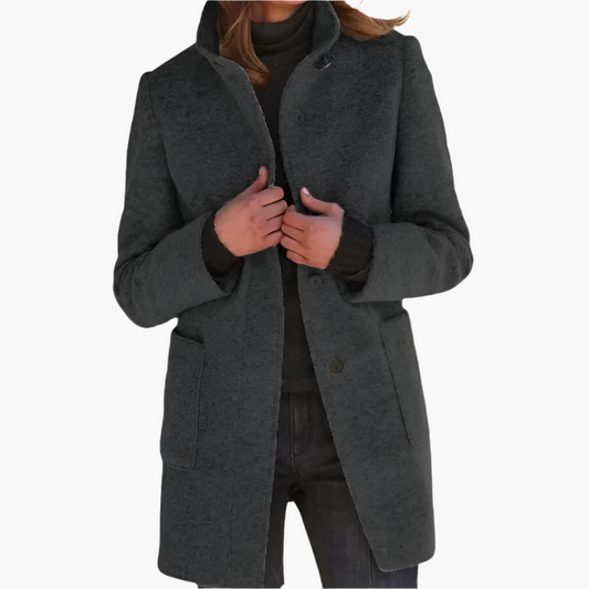 Women's Elegant Stand Collar Coat – Classic Straight Fit, Versatile Everyday Outerwear