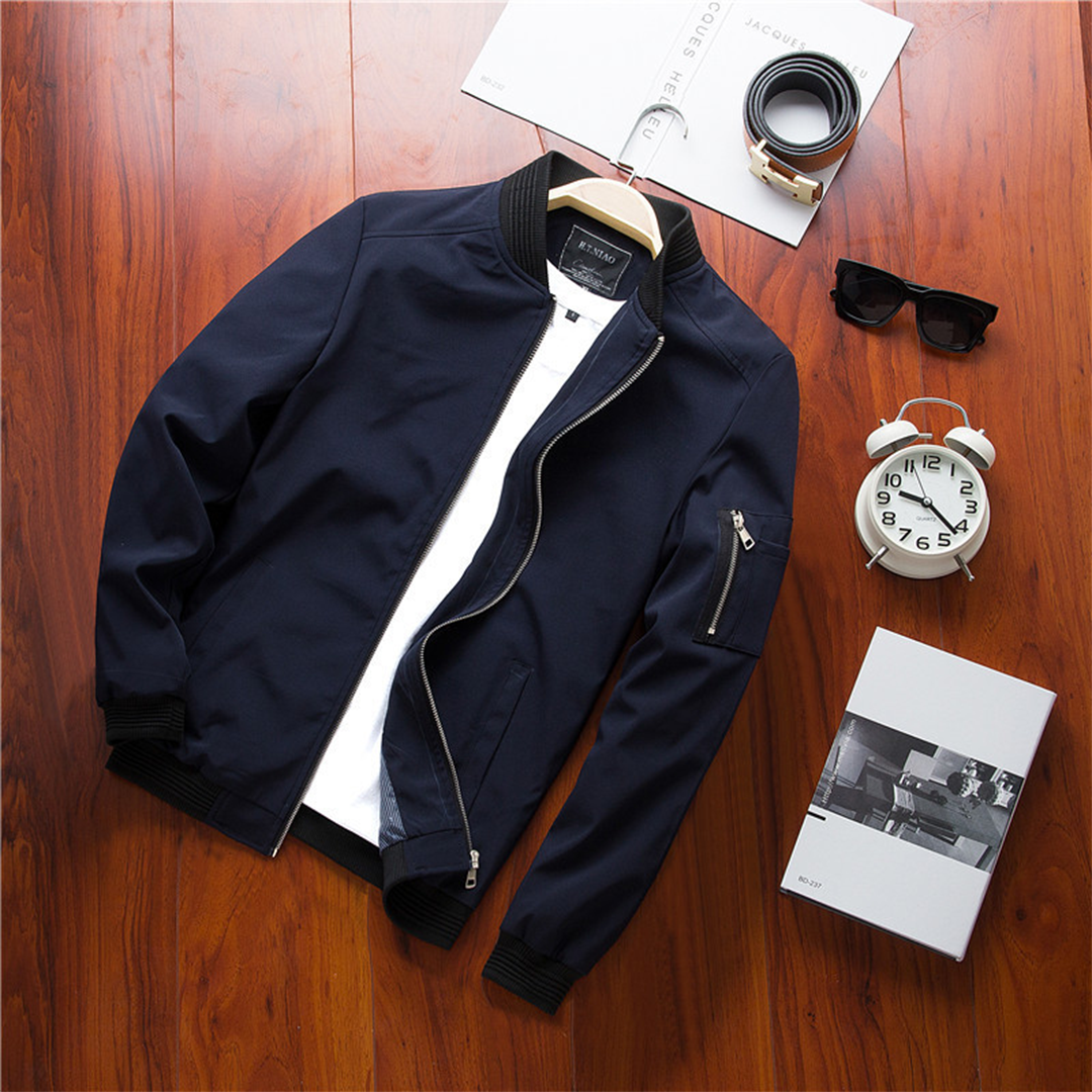 Men's Casual Bomber Jacket Lightweight Windbreaker Street Style