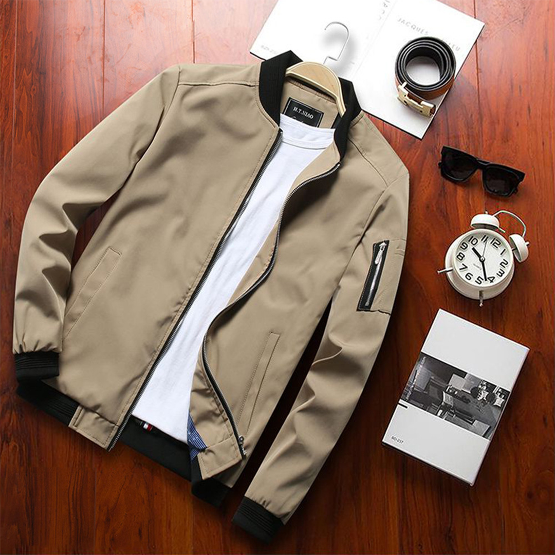 Men's Casual Bomber Jacket Lightweight Windbreaker Street Style