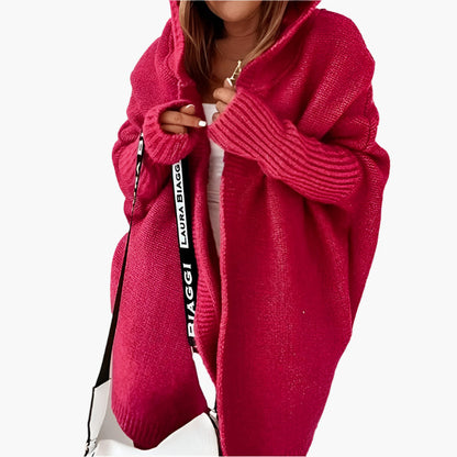 Women's Hooded Open Front Knit Cardigan Casual Oversized Sweater