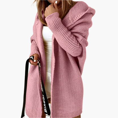 Women's Hooded Open Front Knit Cardigan Casual Oversized Sweater