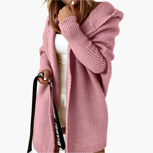 Women's Hooded Open Front Knit Cardigan Casual Oversized Sweater