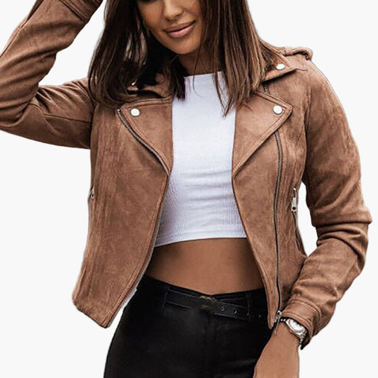 Women's Trendy Biker Style Short Jacket Casual Chic