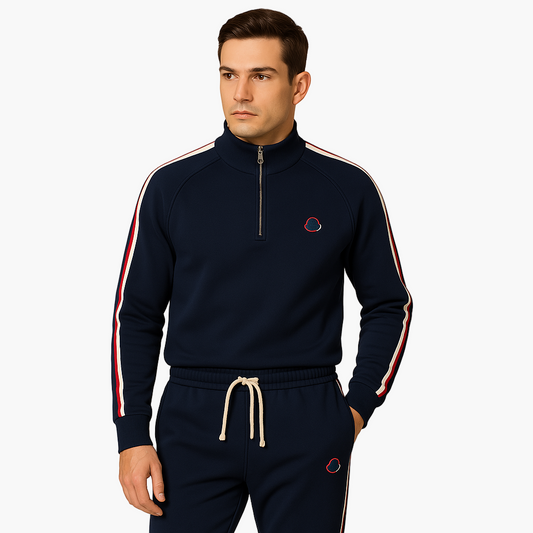 Men's Modern Athletic Track Suit Set – Sporty Half-Zip Pullover and Jogger Pants for Casual and Active Wear