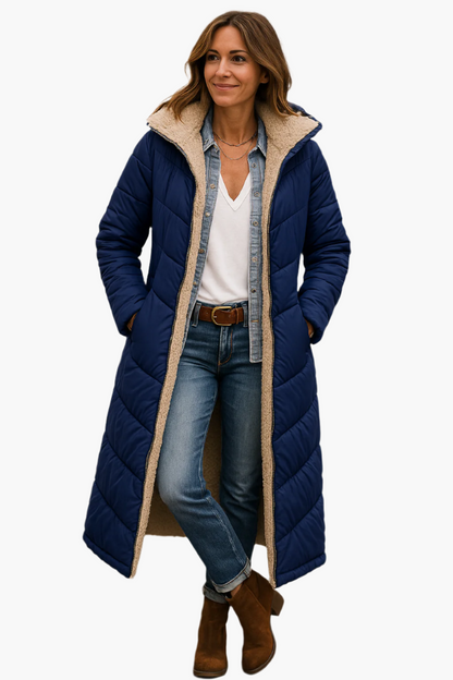 Women's Long Winter Puffer Coat with Hood and Cozy Lining – Stylish Warm Outerwear for Cold Weather