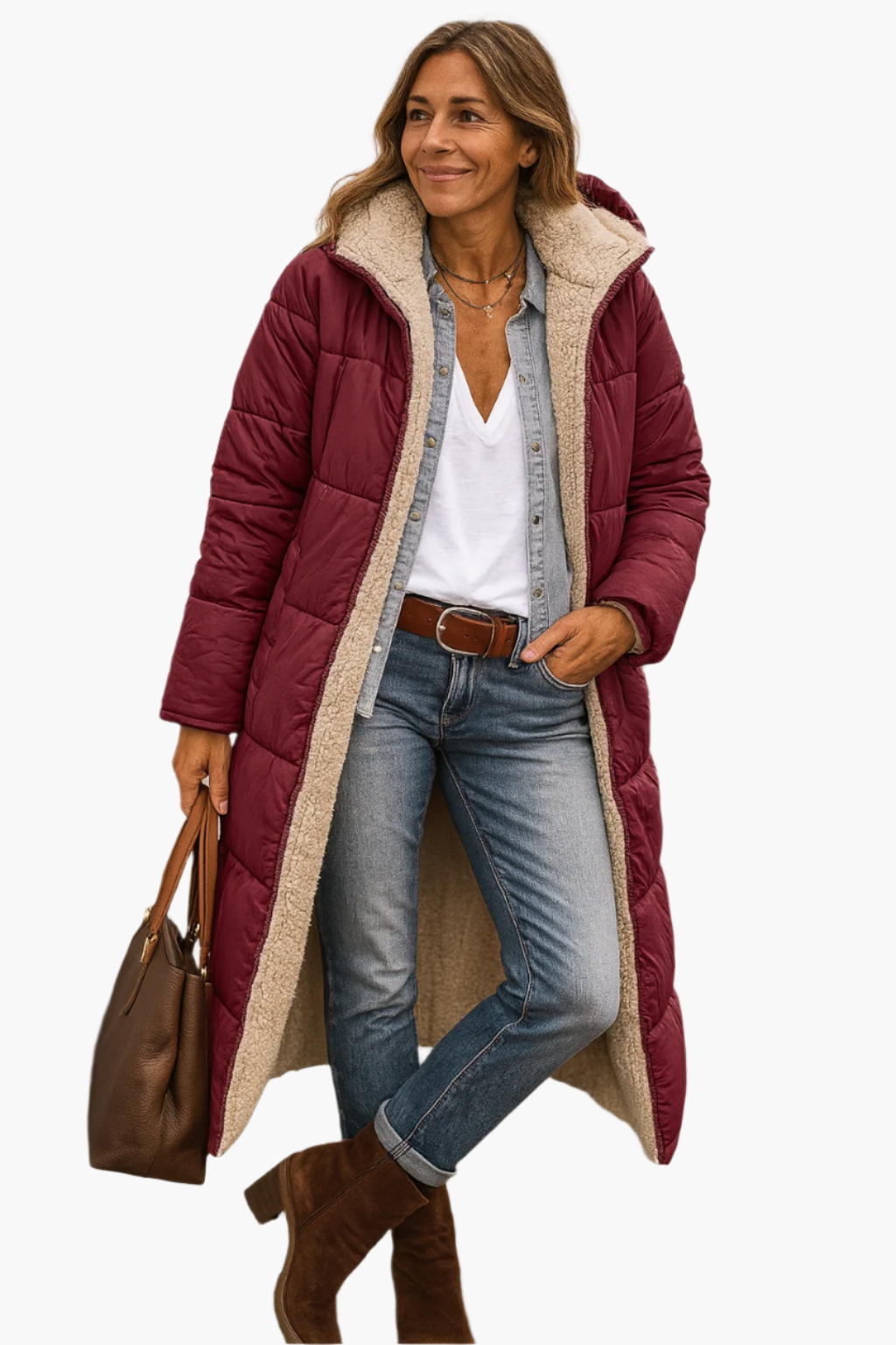 Women's Long Winter Puffer Coat with Hood and Cozy Lining – Stylish Warm Outerwear for Cold Weather