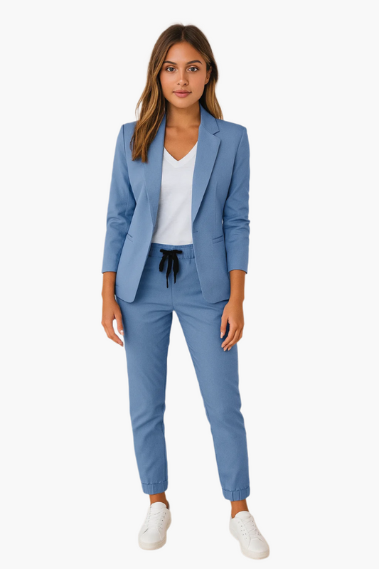 Women's Modern Business Blazer and Jogger Pants Suit Set – Stylish Office & Casual Wear