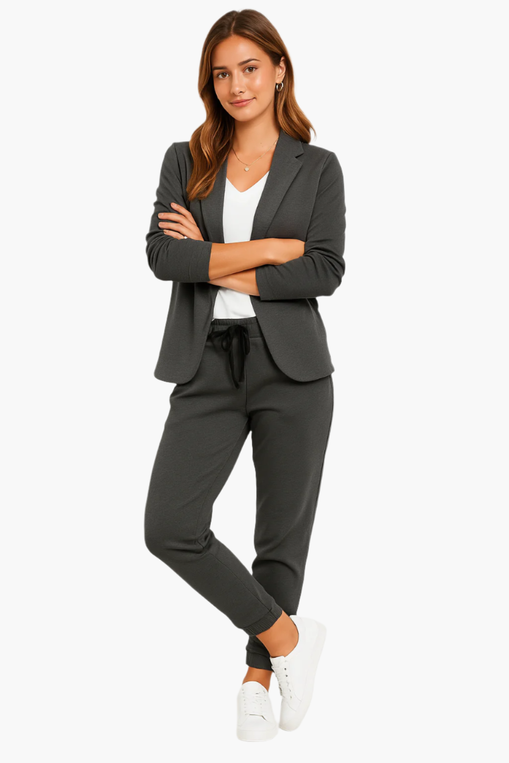 Women's Modern Business Blazer and Jogger Pants Suit Set – Stylish Office & Casual Wear
